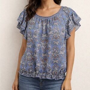 MAX STUDIO Floral Ruffle Sleeve Blouse